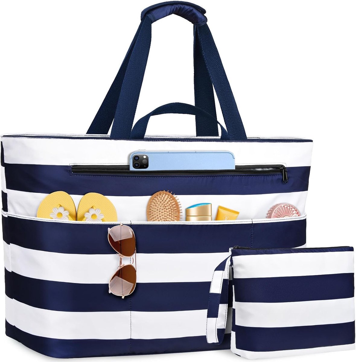 Strandtas XXL Familie - Extra grote strandtas met rits - Vouwbare badtas - Waterdichte tote bag voor vakantie - SnelShoppen