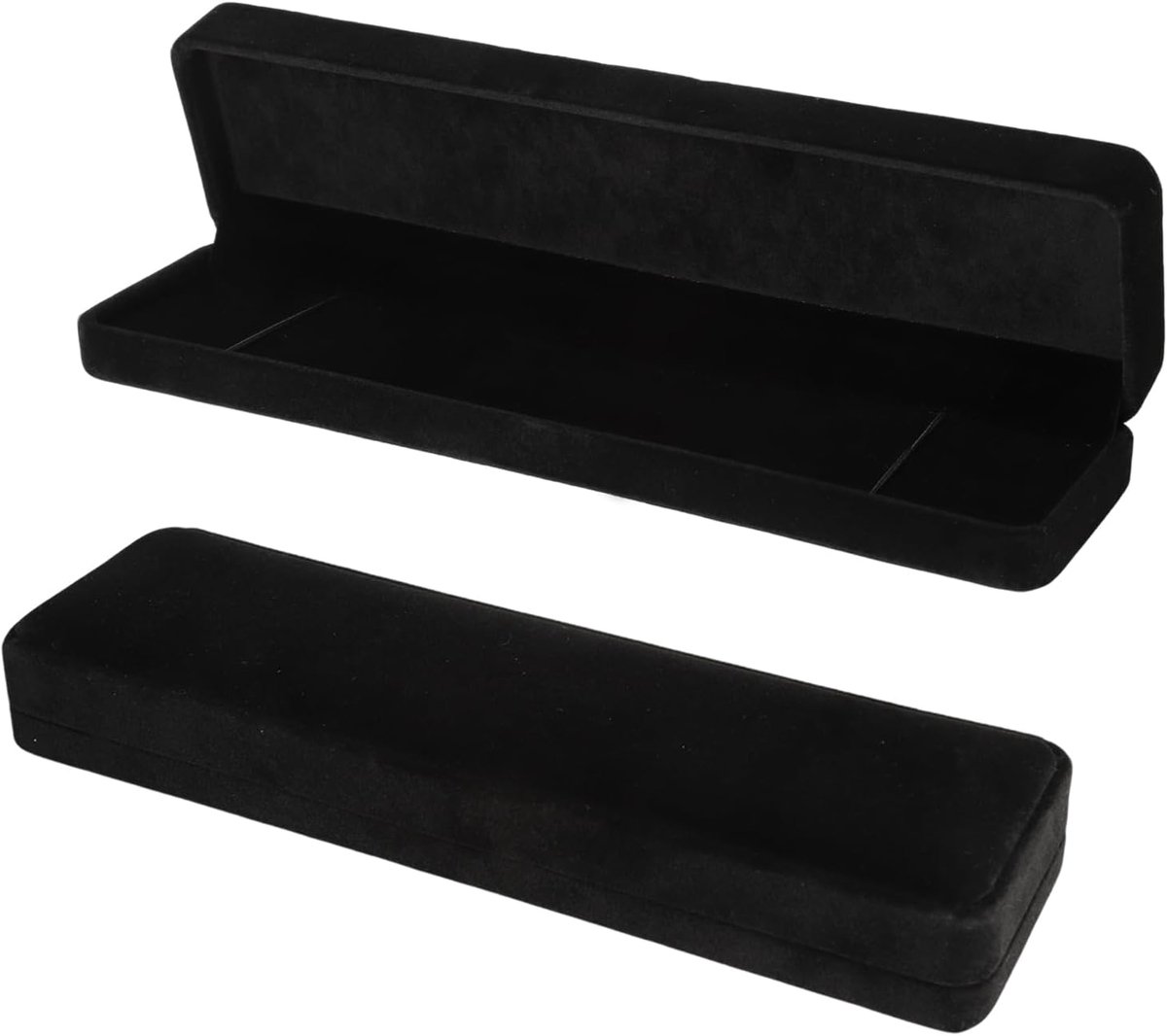 Sieradengeschenkdoosjes 2 stuks - Fluweel zwart - Lang voor halskettingen - Elegant cadeau - SnelShoppen