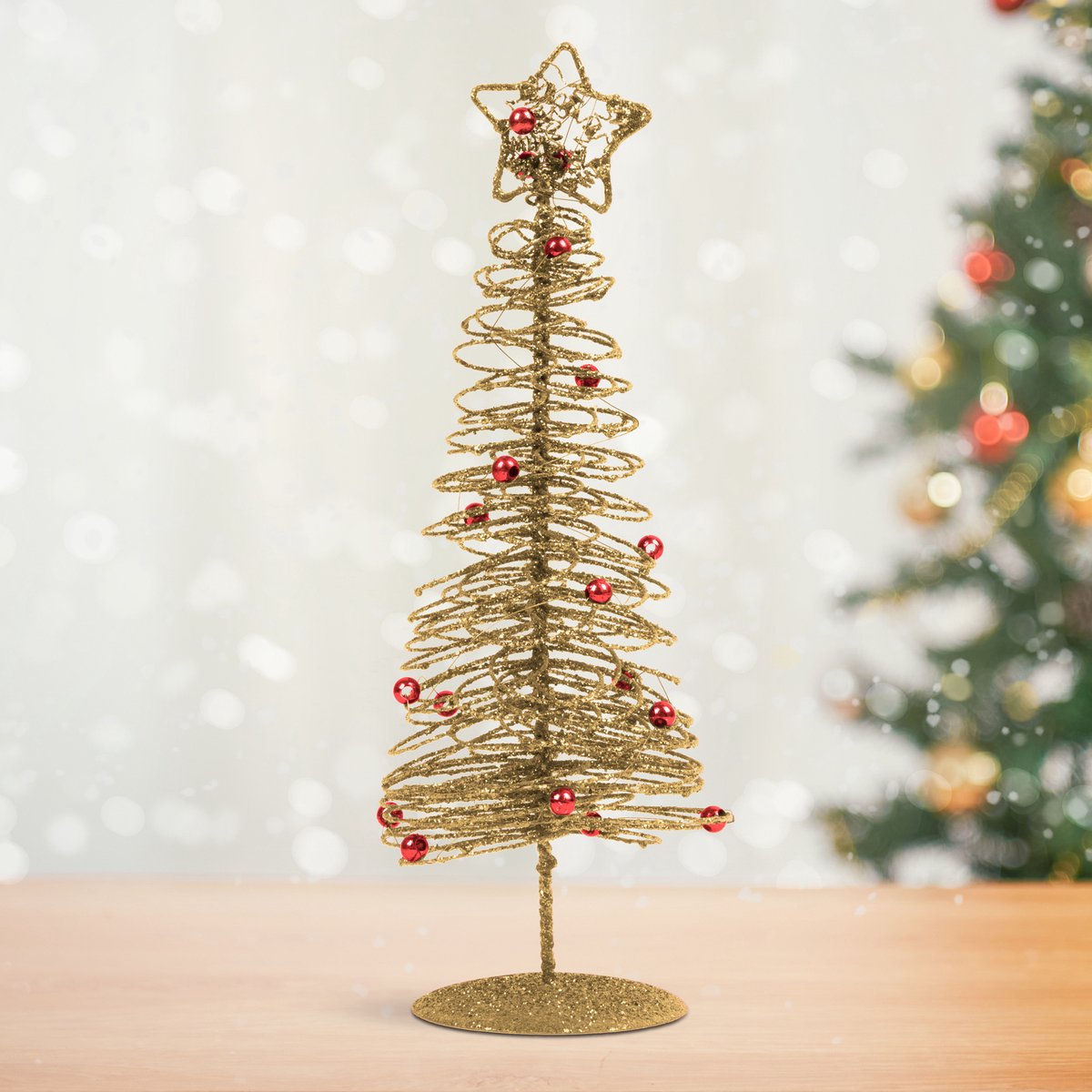 Kerst, glitter, metalen kerstboom - 28 cm - goud 1 Stuks [58622B]