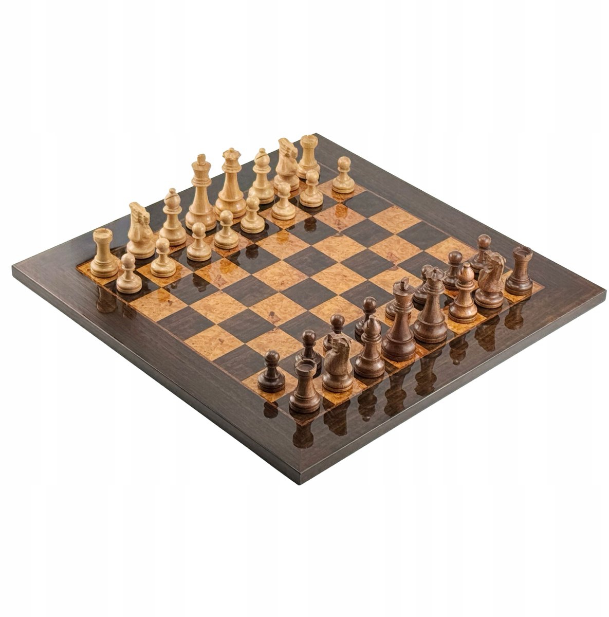 Luxe Houten Schaakset: Acacia Houten Figuren (9,7 cm) & Esdoorn Bord (51cm)