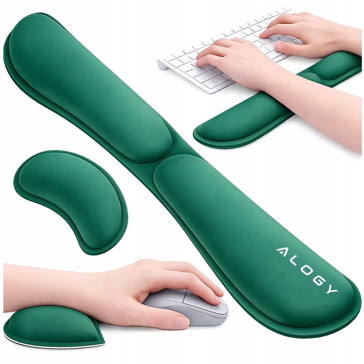 Ergonomische polssteun set voor toetsenbord en muis, memory foam, groen