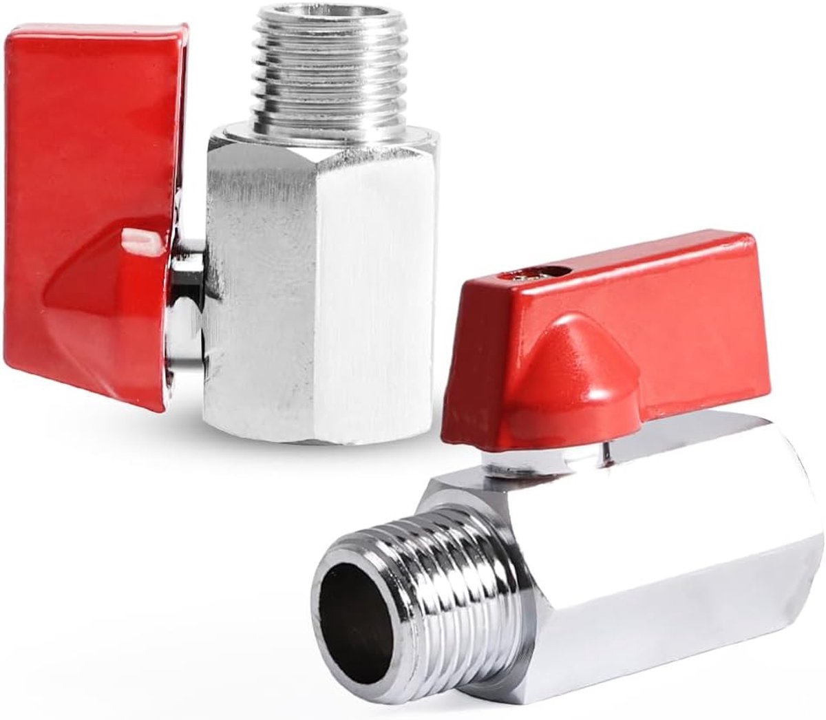 2 Stuks 1/4 inch Kogelkranen Mini-Kogelkraan AG x IG, Afsluitkraan BSP Buitendraad x Binnendraad, Messing Afsluitschakelaar Met Handvat