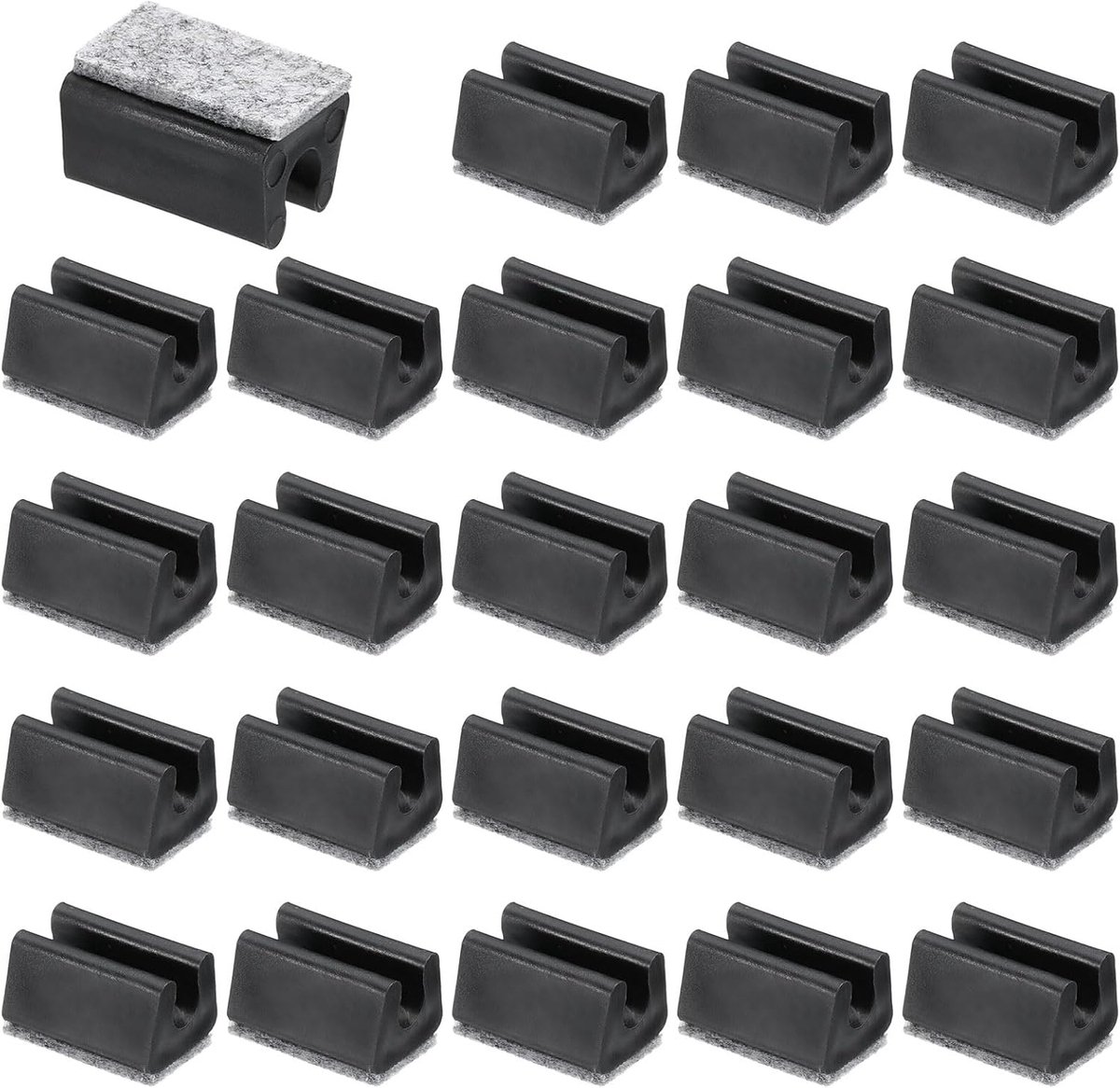 8 mm rechthoekige stoelpoothoes met viltkussen, 24 stuks glijd soepel, geen krassen, geen lawaai meubelpoten, hardhouten beschermers tips, vloerglijders buisdoppen voor kantoor, zwart grijs