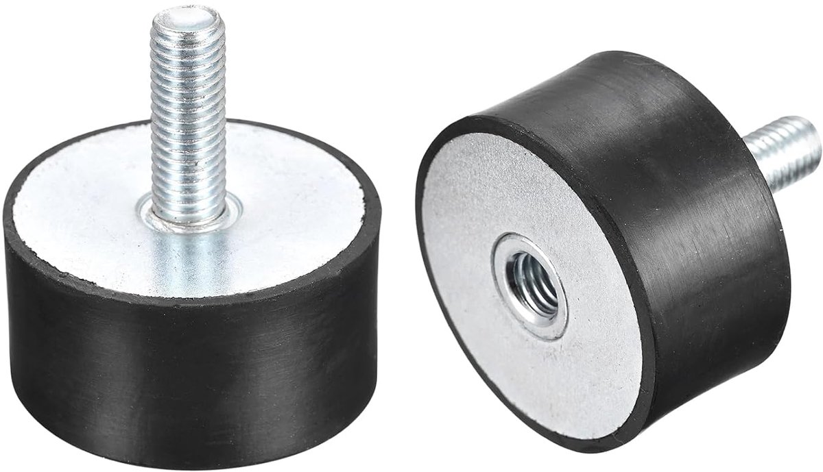 Sourcing map 2 stuks rubberen lager M10 buiten-/binnenschroefdraad trillingsisolator schokdemper D50 mm xH25 mm