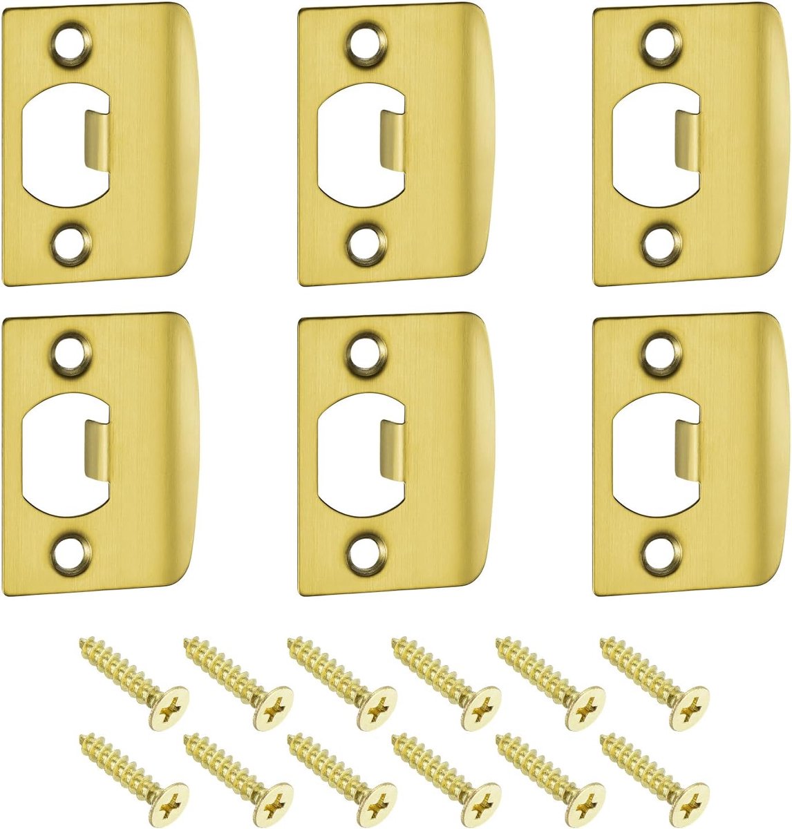 D-Type Deurslot, 6 stuks 57 mm x 45 mm 201 roestvrijstalen sluitplaat voor deurkozijn en deurpost, goud
