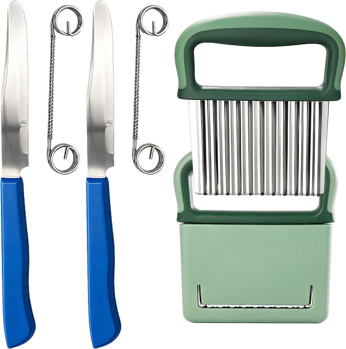 Dunschiller en aardappelsnijder, golfsnijder en golfmes voor groenten, roestvrij staal, geribbeld, geschikt universeel keukenmes voor keuken en fruit, 2 stuks