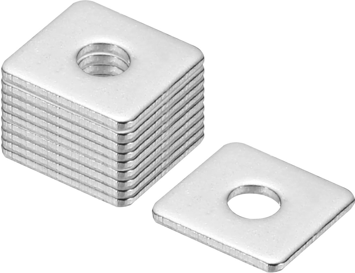 Vierkante sluitringen, 24 stuks vierkante plaatonderlegringen, vierkante steunschijf, lagerplaat, hardware, bevestigingsmoer, bouten, afdichting