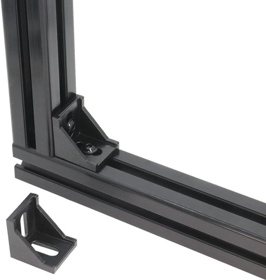 10 stuks 4040 hoekhoek zwart rechthoekig met M6 schroeven 4040 serie voor sleuf 8 mm aluminium extrusieprofiel accessoires (4040 serie zwart met moer) — afbeelding 2