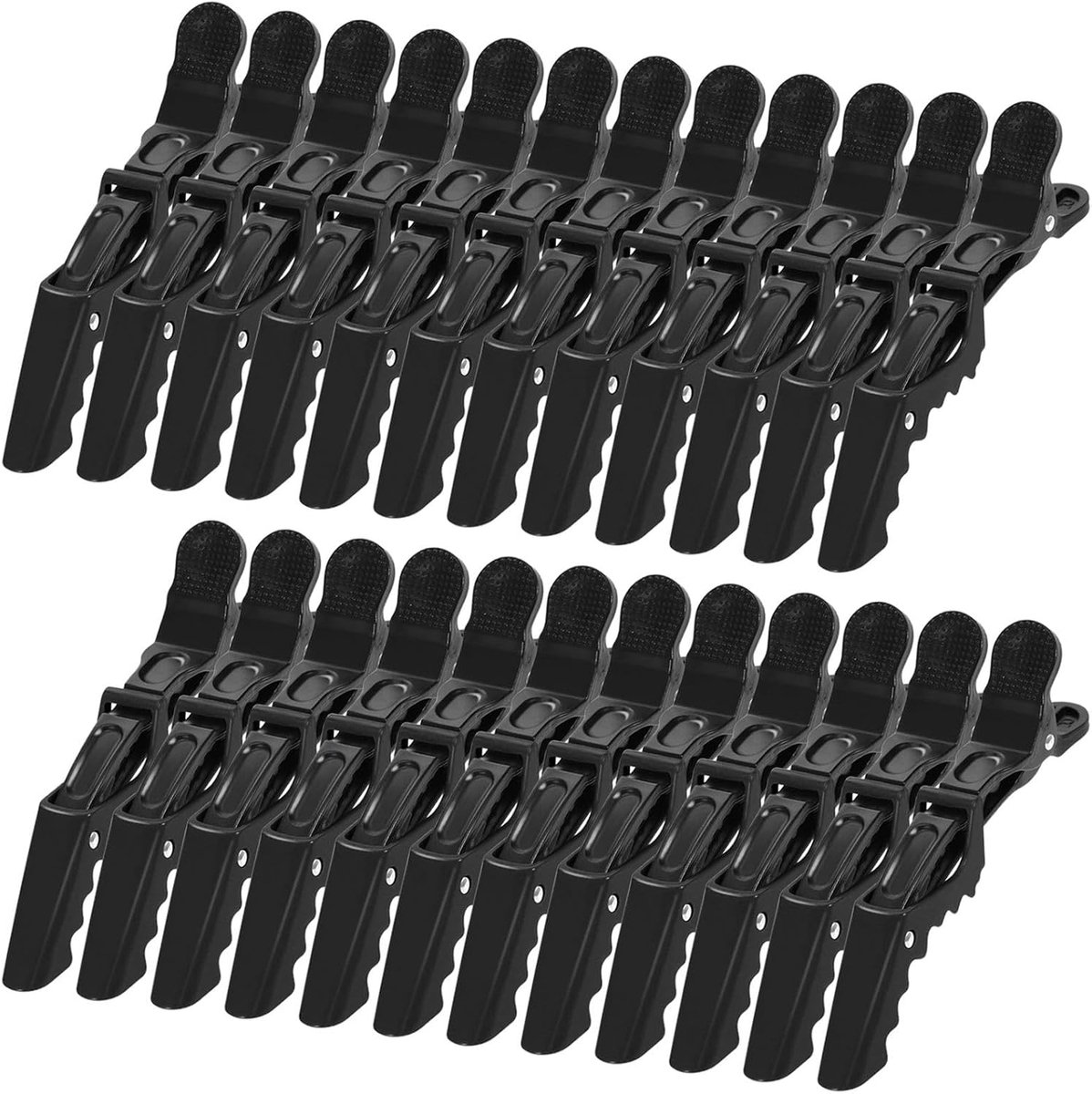 24 stuks afdeelklemmen, haarklemmen, kappers, kunststof, krokodil, haarclips, professionele kappersspeld, haarsnijsjabloon, kappersaccessoires (zwart)