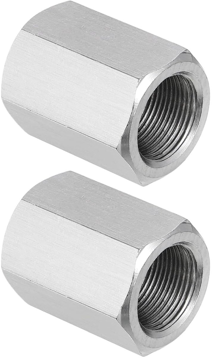 Zeskantige koppelingsmoeren van roestvrij staal 304 M16 stap 1, 2 stuks 30 mm lengte volledige schroefdraad aansluiting voor draadstangen, kleur zilver