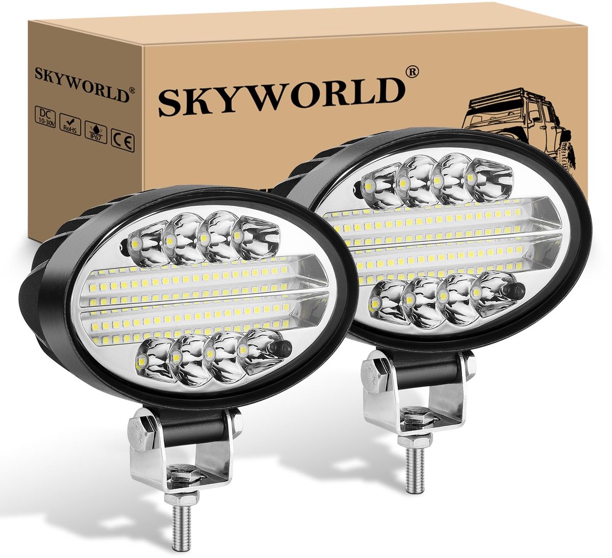 Led werklamp 5.5 inch - 20W waterdicht - ovale schijnwerper - ideaal voor offroad gebruik - SnelShoppen