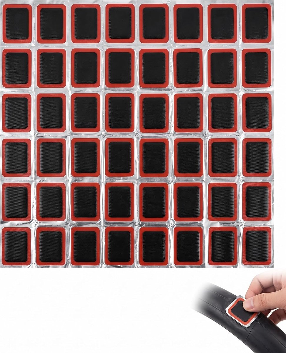 Reparatieset voor fietskamers, 48 stuks, vierkante patches, 25 mm, rubber, hoge kwaliteit, snelle reparatieset voor bergen en straat, duurzame patches voor lekken