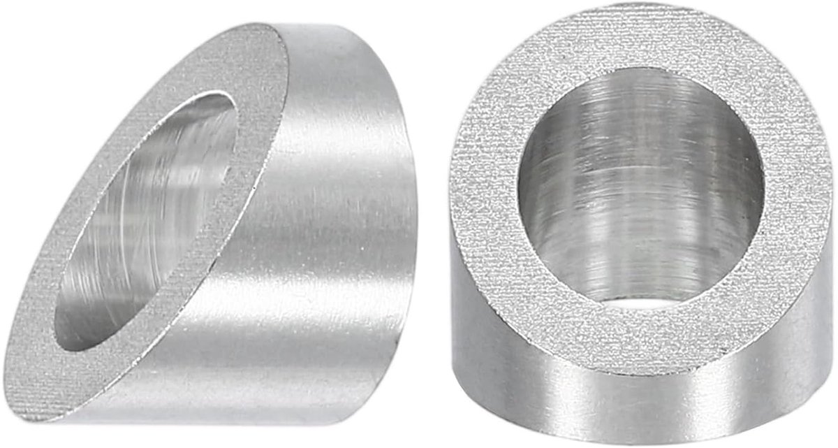 5 stuks 3/8 inch ID hoeksluitringen, roestvrij staal, 30 graden hoek, sluitring voor 1/8 inch 3/16 inch draadkabel, toepassing trapuiteinden, zilver