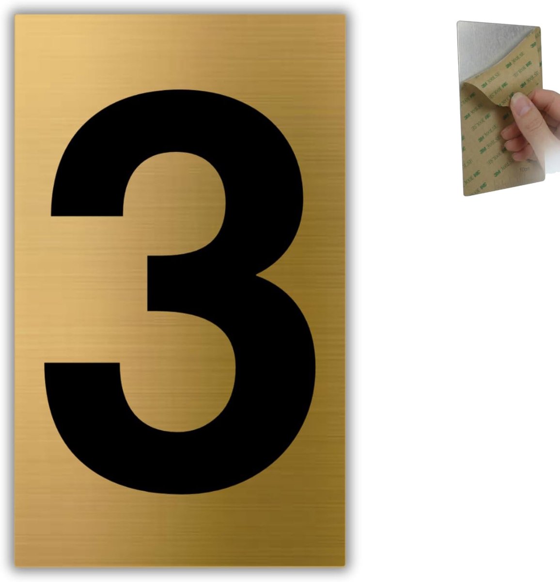 Huisnummer Nr. 3-4x6,5 cm - Aluminium - Gouden Brievenbus Deur | Huisnummer Sticker Gouden Cijfer, Nummerbord Adres, Plaatje Portaalnummer, Nummering Hotelkamer, Cijferbord Buitenmuur