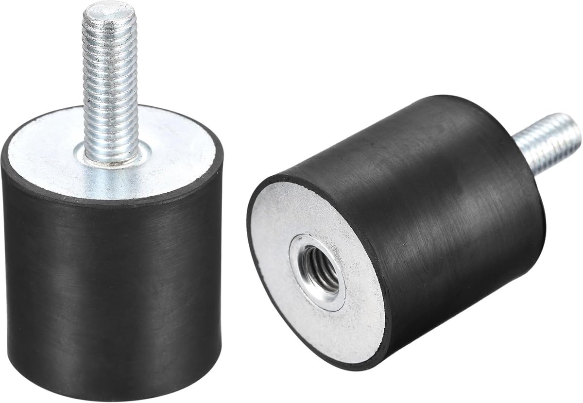 Sourcing map 2 stuks rubberen lager M10 buiten-/binnenschroefdraad trillingsisolator schokdemper D40 mm xH40 mm
