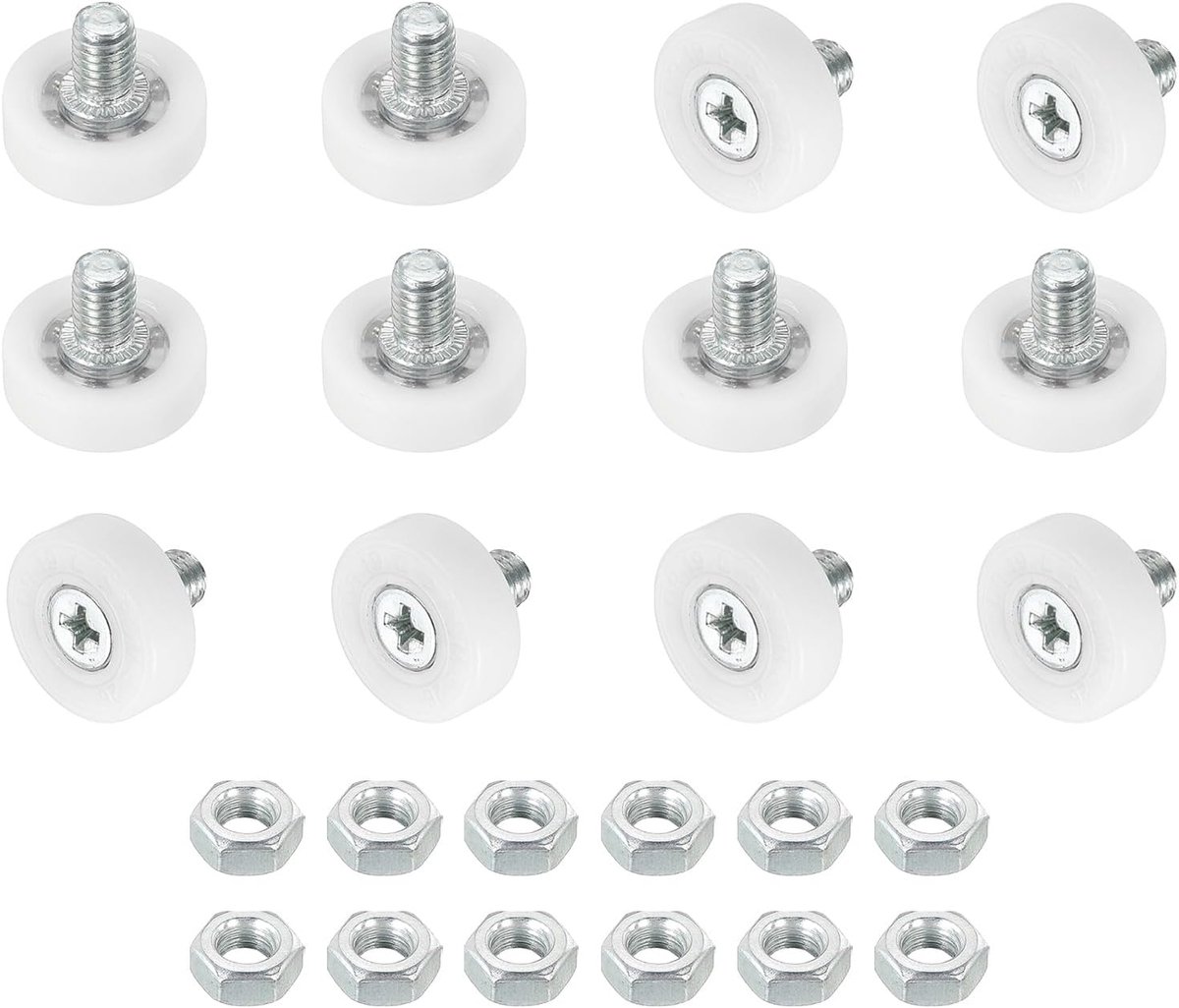 12 stuks nylon schuifladen, reservewielen voor riemschijven, laden, opbergkasten, 19 mm, glijrails met moeren voor meubelonderdelen, kast, 12 stuks