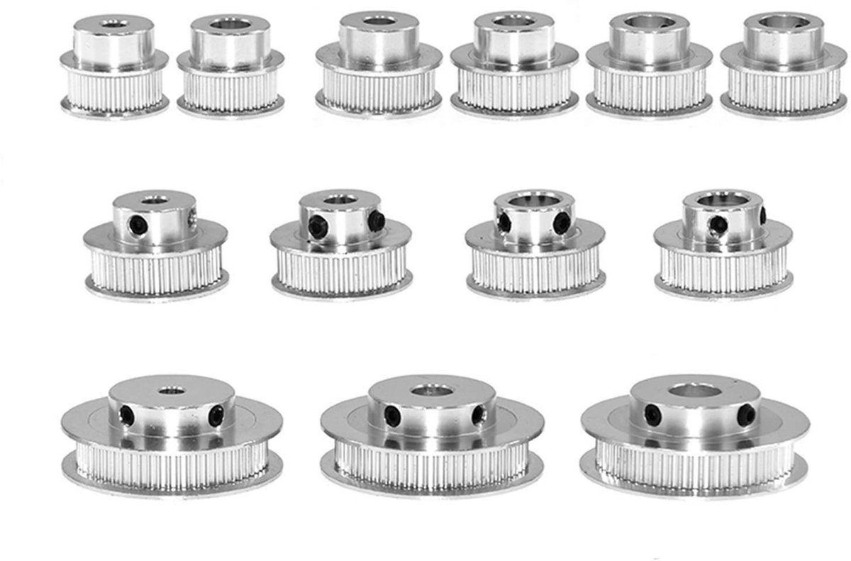 1 stuks GT2 aluminium tandriemwiel, tandschijf 40 tandwielboring 5 mm 6,35 mm 8 mm 10 mm 12 mm aluminium tandwiel tandbreedte bandbreedte 6 mm voor 3D-printer Reprap (40 tanden binnengat 6,35 mm)