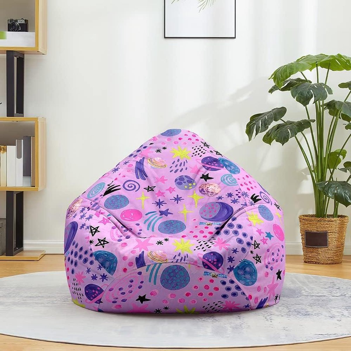 Zitzakhoes - Luie bankhoes - Ontspannen zitten - Met speelgoedopslag - 80x90 cm - Paars