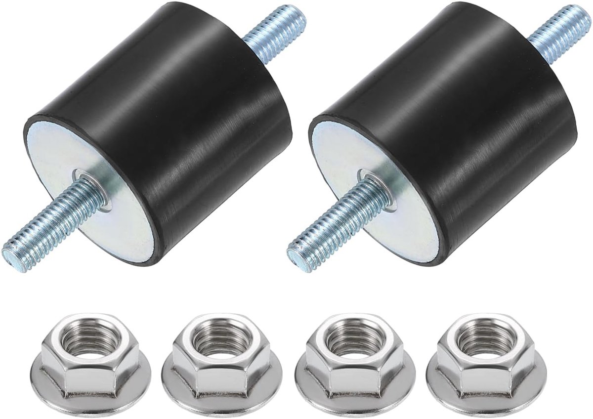 2 Stks Rubberen Beugels M8 x 23 mm, 40 x 40 mm Cilindrische Antivibratiele Dubbele Staaf Met Moeren Voor Auto Spoel Generatoren Luchtcompressoren