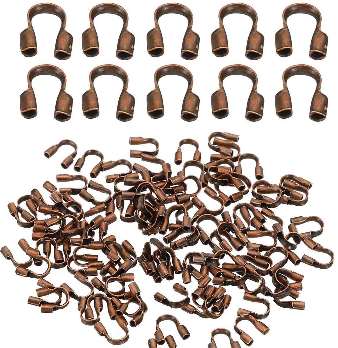 Draad Guard Draad Protector, 100Pcs Legering U-Vorm Loop Voor Sieraden Maken Ketting Armband Oorbel DIY Ambachten Accessoires, Rood Koper Kleur