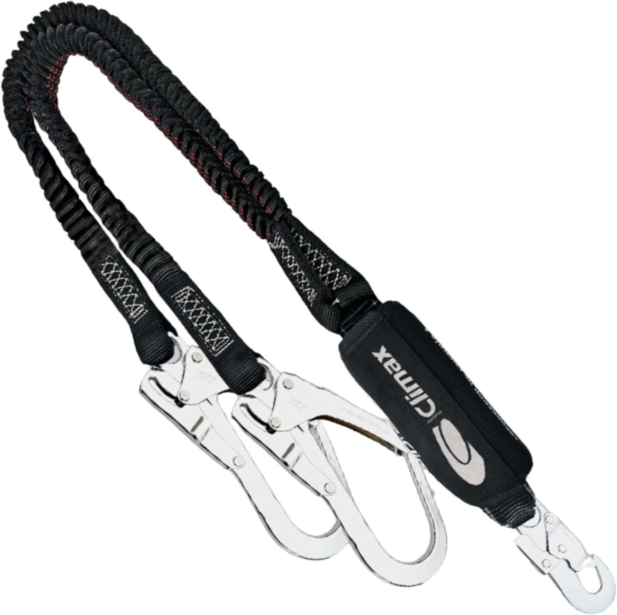 Valbeveiliging dubbel elastisch - met schokdemper - lengte 120-200 cm - constante verbinding bij verankering - SnelShoppen