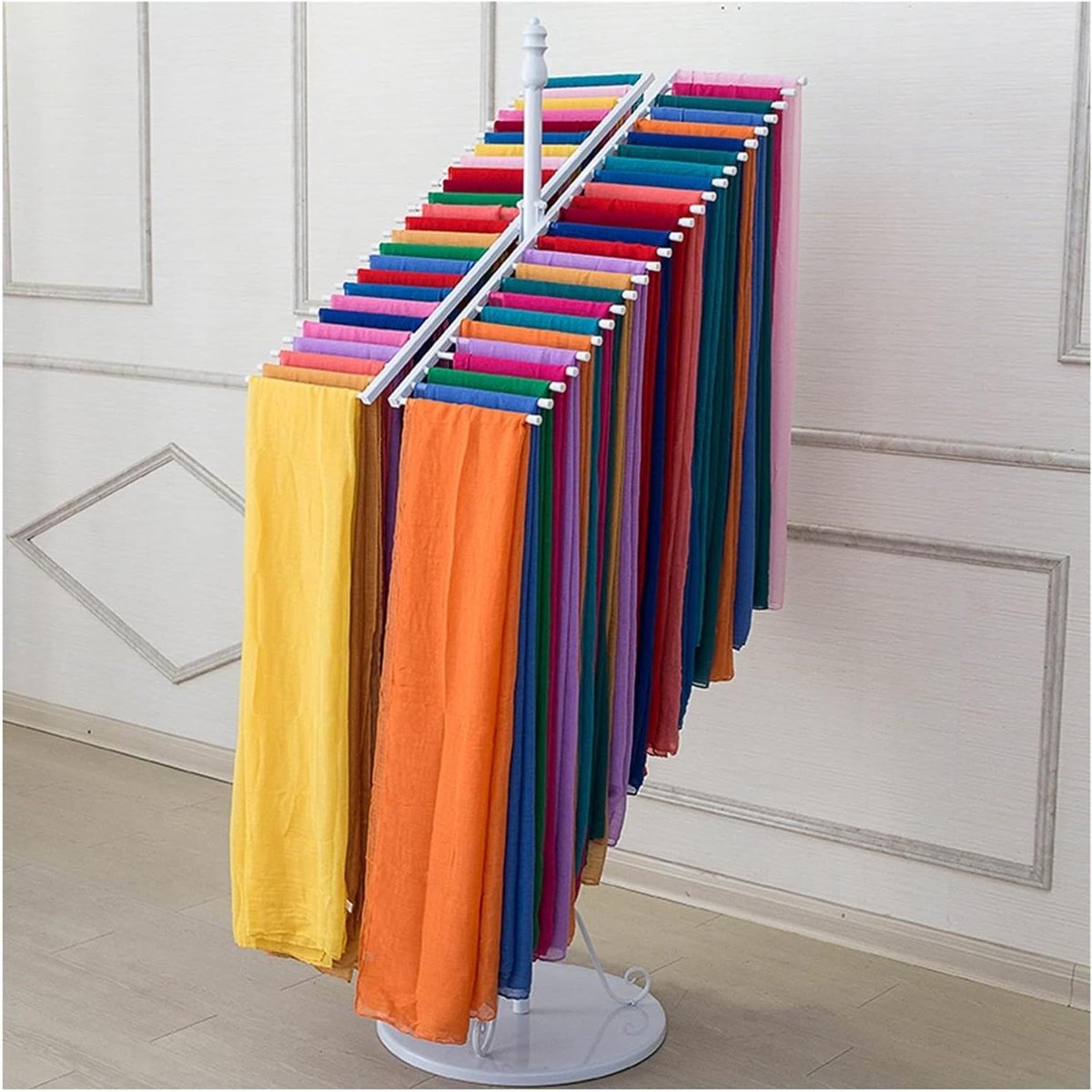 Sjaal Display Rek - Accessoire Hanger - Winkel Presentatie - Stabiele Metalen Structuur - 58x88x170cm - Wit