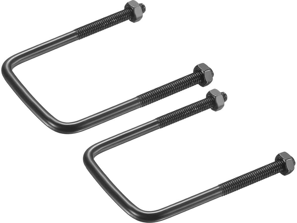 U-bouten, vierkant, M6, 50 mm, binnenbreedte 80 mm, lengte 304 U-schroeven van elektrolyseerd roestvrij staal, met moeren voor auto, aanhanger, boot, zwart