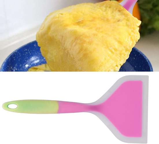 Spatel met Brede Mond en Tweekleurig Ontwerp, Niet-klevende Veilige Kookschep voor Tamagoyaki, Pannenkoeken, Vlees, Rundvlees, Japanse Omelet Keukengereedschap (paarse spatel) — afbeelding 2