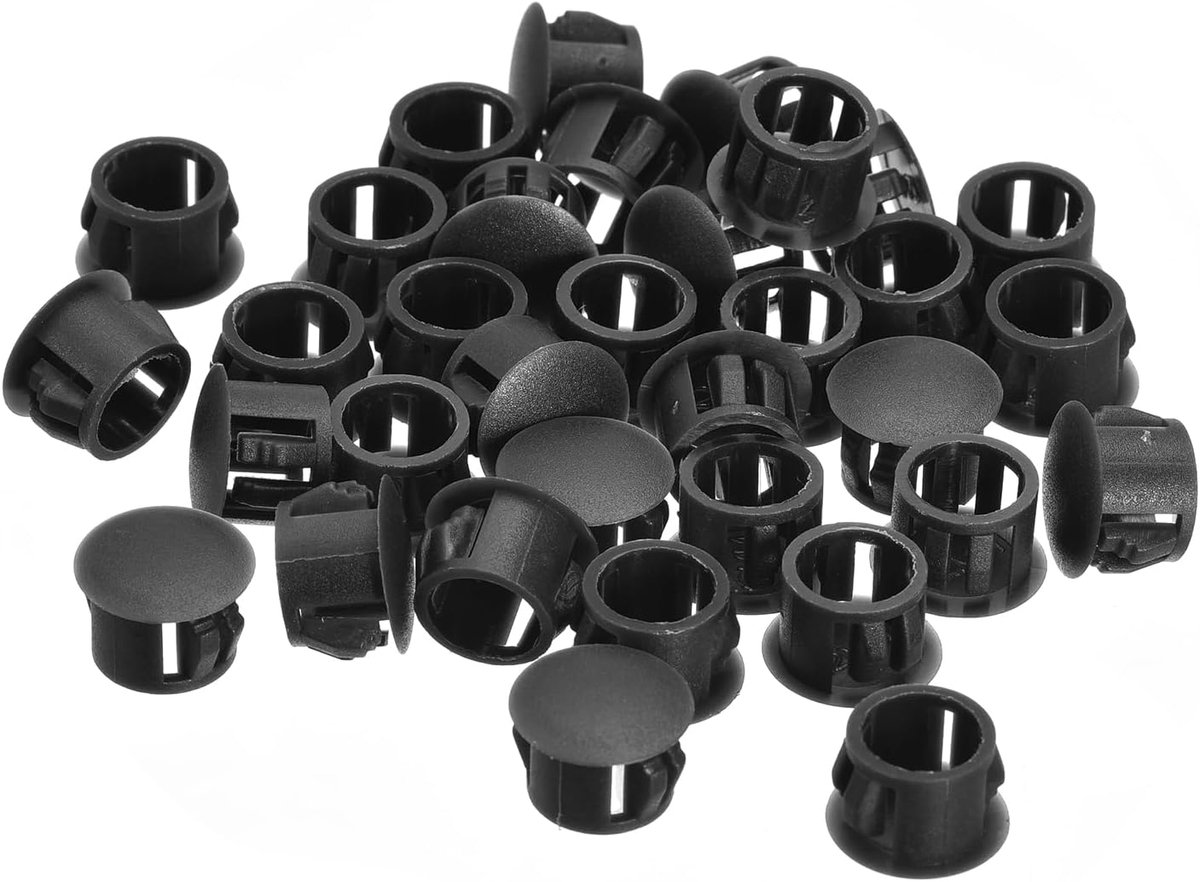 Kunststof doppen met 12 mm gat, 36 stuks, type inbouw, afsluitstop met rond gat voor het plaatsen in meubels, eindkappen van panelen, zwart