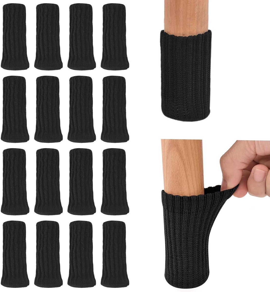 16 stuks stoelsokken, gebreide meubelpoten, stoelpootbeschermers, meubelsokken met voelende pads, vilten stoelpootsokken, antislip voor tafel, vloerbescherming, voorkomt krassen en geluiden