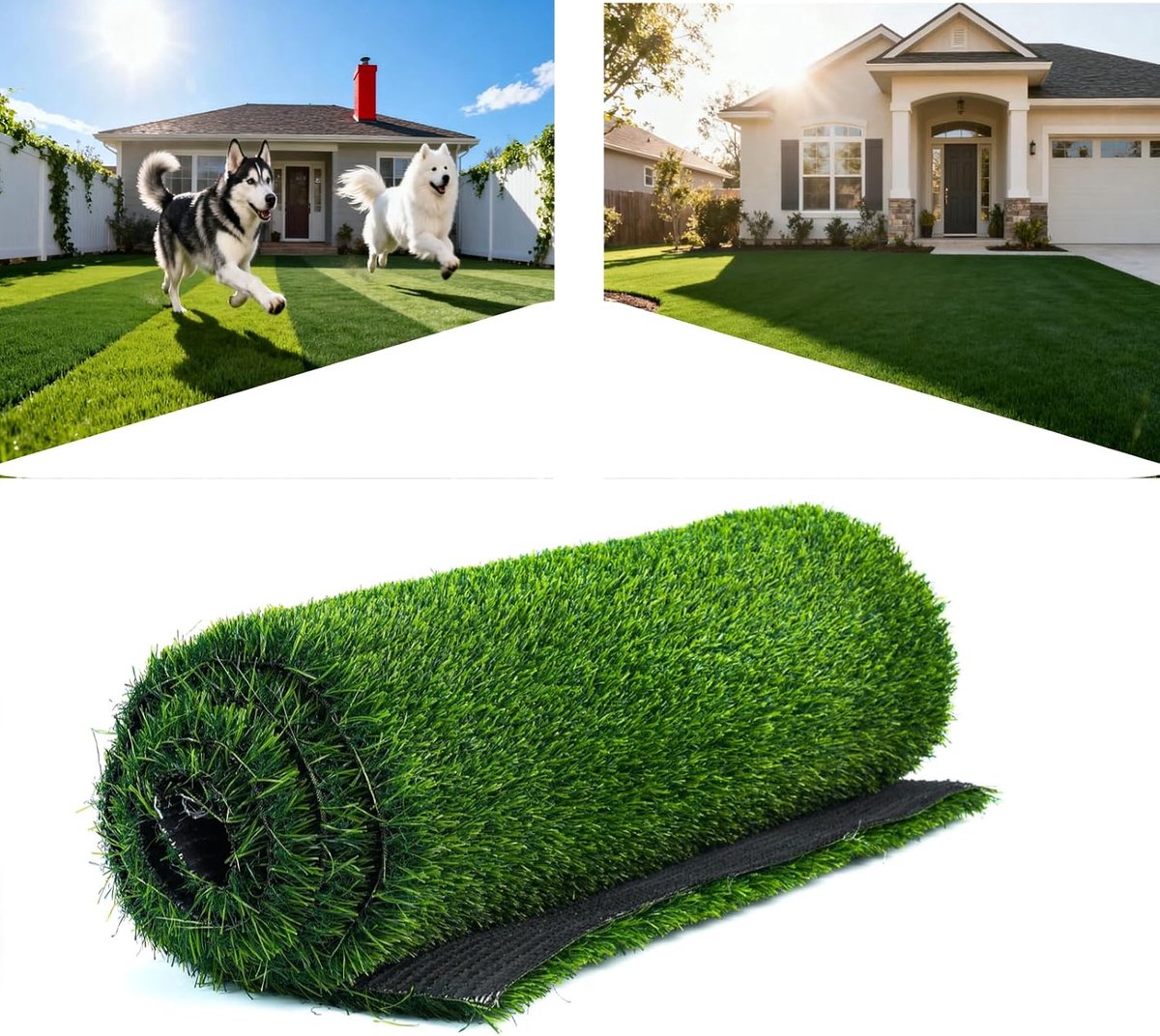 Kunstgrastapijt, hoge dichtheid, poolhoogte 20 mm, natuurlijk en realistisch kunstgras, voor binnen en buiten, gazon, ruimte voor honden (1 m x 4 m) (20 mm)