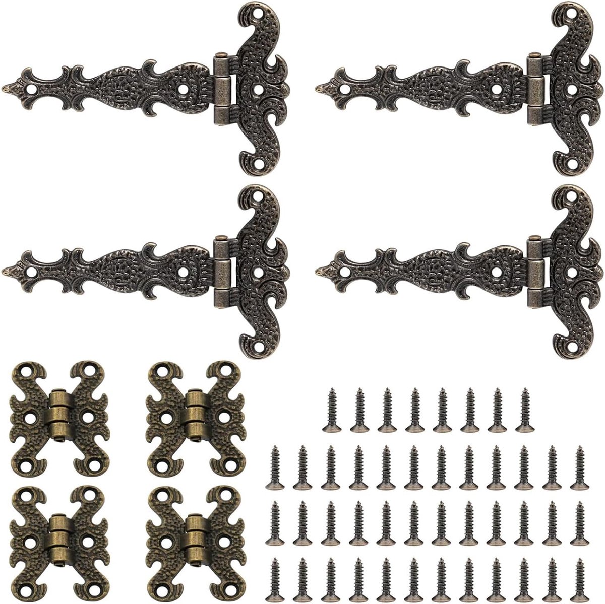 Scharnieren 8 stuks decoratief voor deuren, kasten, laden, juwelendoosjes