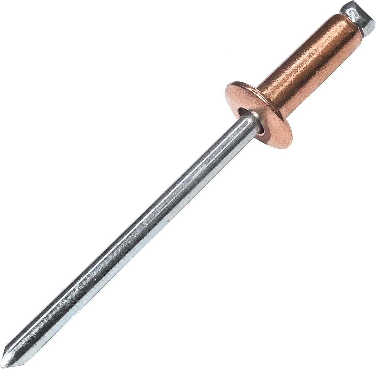 - C48065 - set met 20 standaard blindklinknagels Ø4x12mm koper/staal - DIN 7337 - popniet - remklinknagel - platte kop