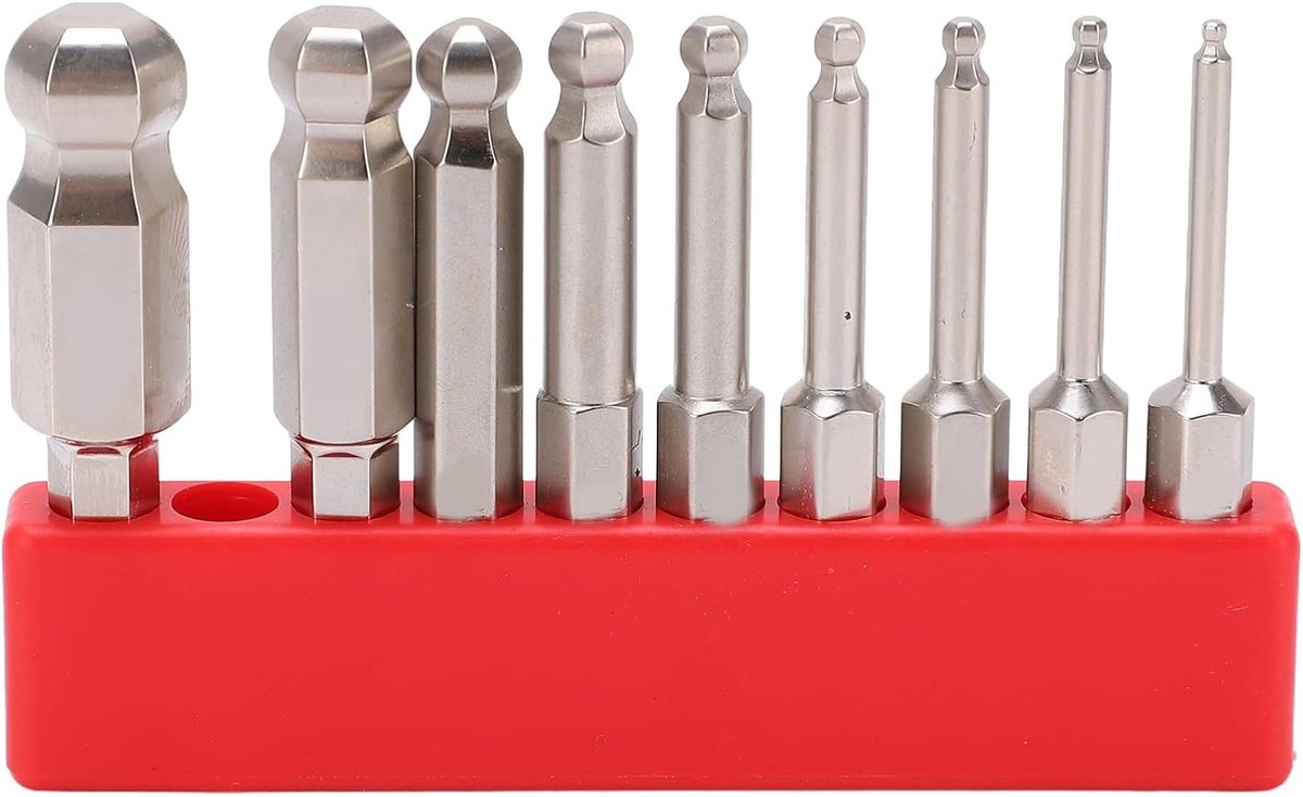 bitset, 9-delige zeskantige schroevendraaier-bitset, roestvrij staal, magnetische kogelkop, zeskantige bits, 1/4 inch zeskantige schacht, snijboor, elektrisch gereedschap onderdelen 50