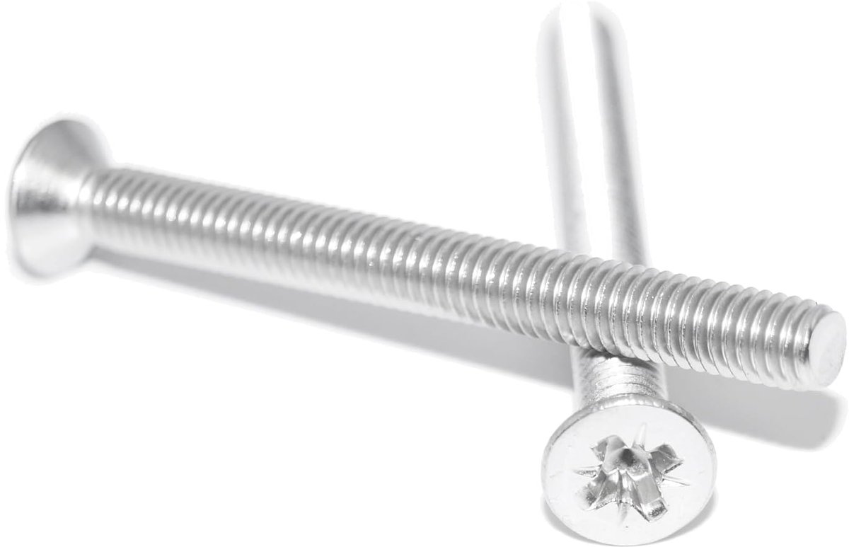 schroeven M3X22 4 stuks roestvrij staal A2 / V2A met Pozi kruisgleuf DIN 965 / ISO 7046, machineschroef