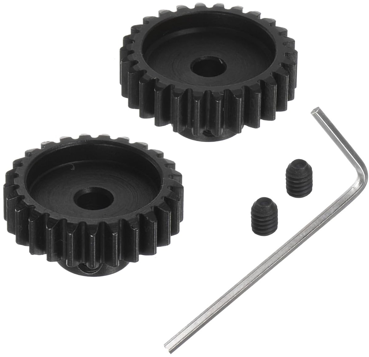 2 stuks M1 motortandwiel - [5 mm boring x 25T 26T geharde stalen tanden] motortandwiel voor RC-auto's, trucks, buggies, met inbussleutel