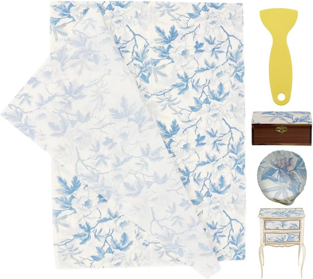 20 vellen groot formaat vintage bloemenpatroon decoupagepapier voor meubels 50 × 70 cm blauw decoratief papier voor decoupage cadeaupapier doe-het-zelf knutselwerk scrapbooking