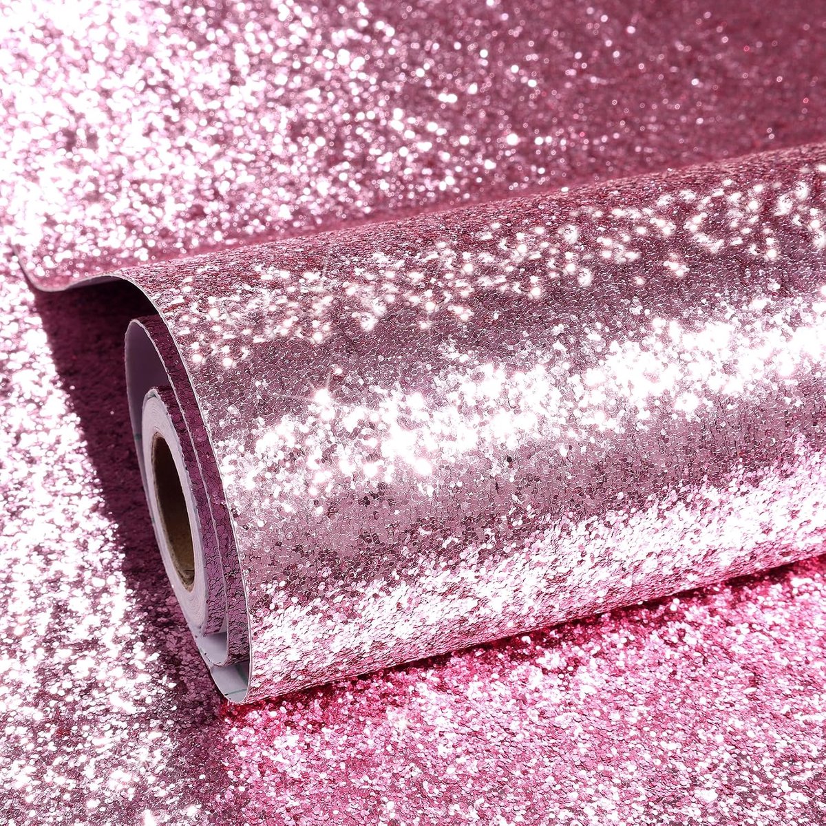 zelfklevende folie roze glitter behang zelfklevend kinderkamer meisjes 40CMx3M dik behang glitter pailletten decoratieve folie voor meubels muur zelfklevende roze decoratie verjaardag