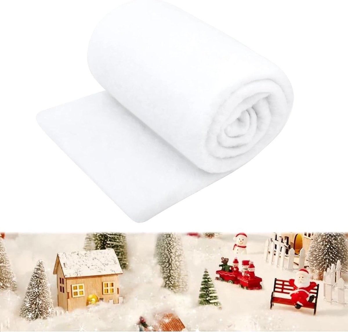 sneeuwdeken voor Kerstdecoratie, 80 x 240 cm Kunstmatige sneeuwdeken, kunstsneeuw decoratie, pluizige sneeuwwatten deken voor Kerstdorp achtergronddecoraties