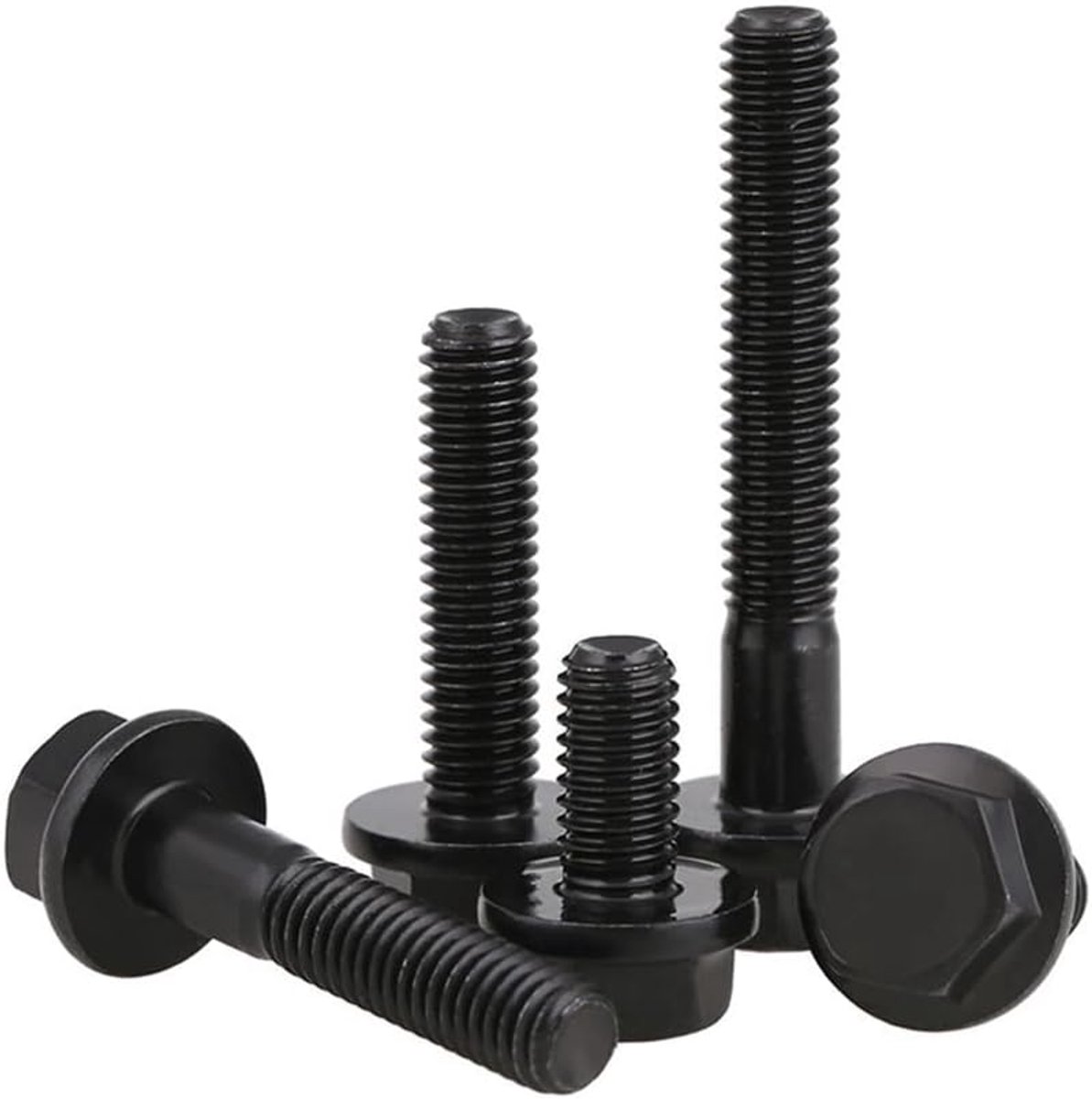 Flensbouten Zeskantschroef met Flens In Rang 10.9 Koolstofstaal Hoge Weerstand,M12x25 mm (Volledig schroefdraad)