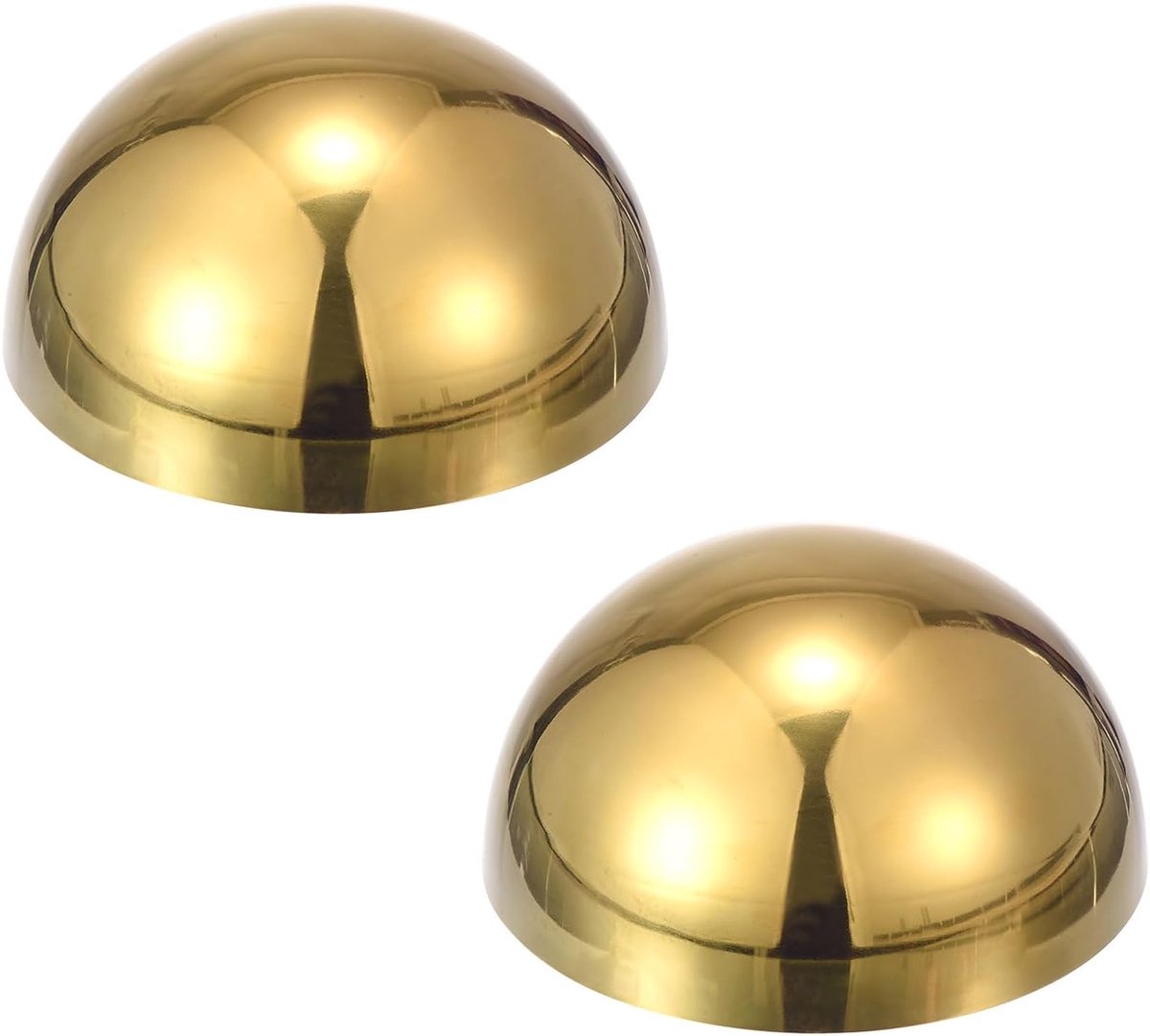 2 stuks bol van roestvrij staal, 4,7 inch holle halfrond, gepolijst, spiegel, wanddecoratie, halfbal, reflecterend, ornament voor buiten, voor tuin, poort, leuning, trap, goudkleurig