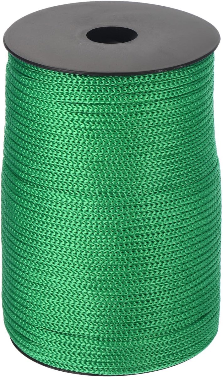 Touw, gevlochten touw, 100 m, nylon touw, holle touw voor waslijn, kamperen, wandelen, outdoor, donkergroen