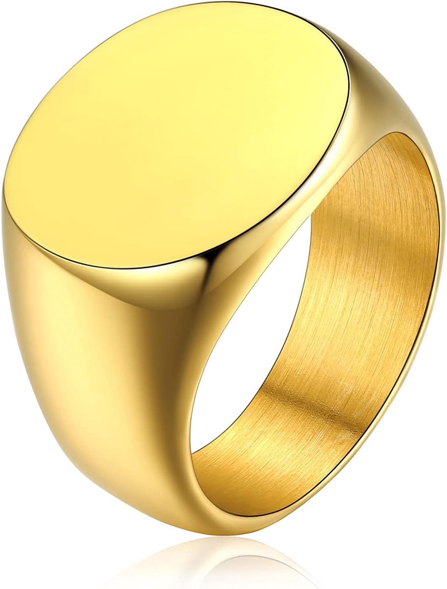 Roestvrij staal dames heren zegelring met naam datum gravure glanzend gepolijst band ring met geschenkdoos