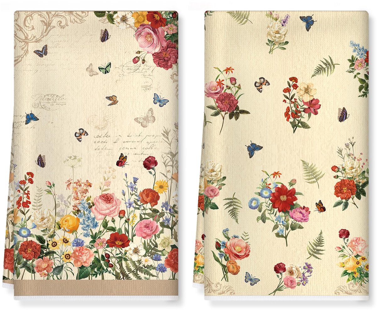 Keukenhanddoeken 42 x 70 cm - zachte dikke katoenmix - vintage design - absorberend vaatdoek voor keuken - SnelShoppen