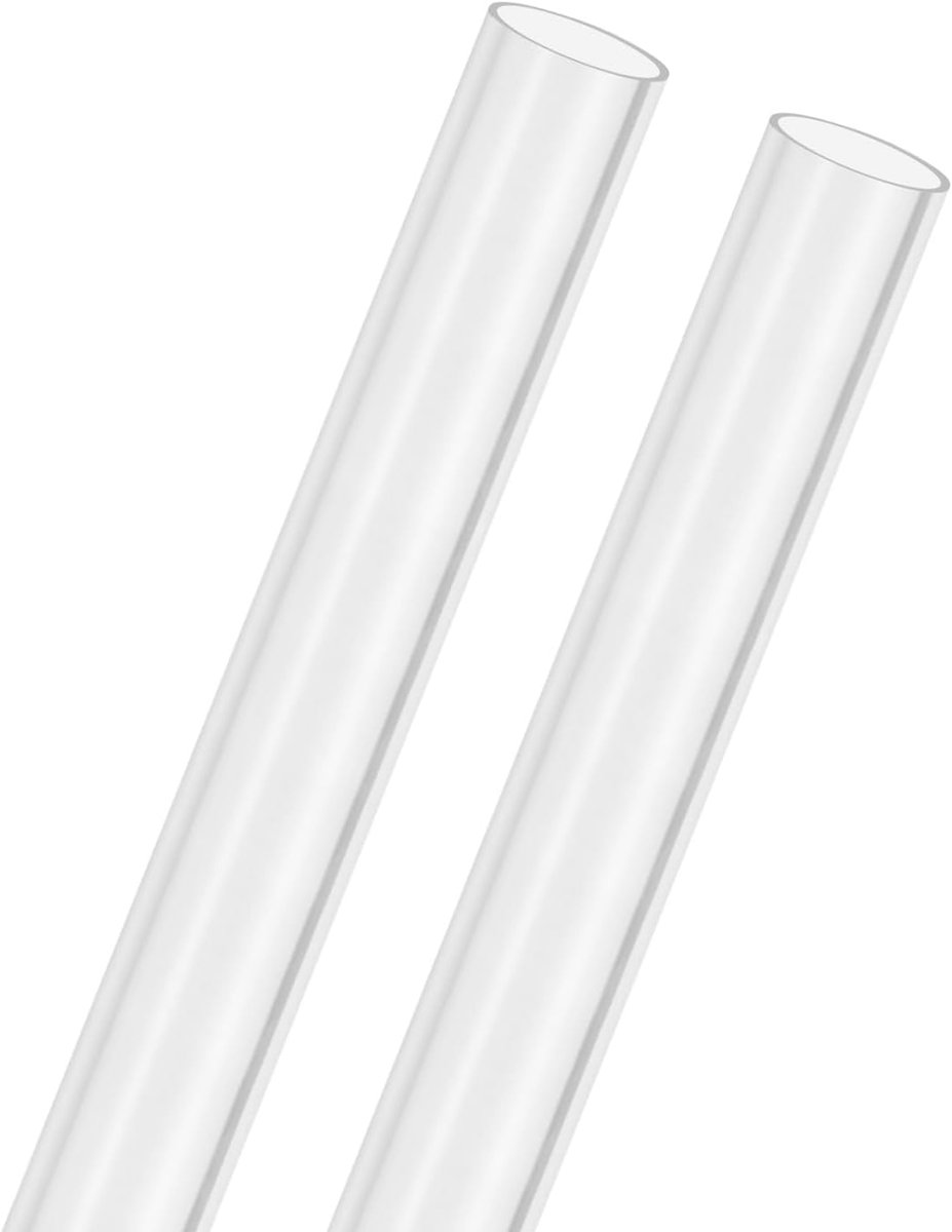 2-Pack Clear Stijve Acryl Pijp, 18mm [0.71"] ID x 20mm [0.81"] OD Plastic Ronde Buis voor Waterkoelingssysteem/Lampen/Fonteinen/Aquaria/Display Stand, Acryl Tubing [305mm/12IN]