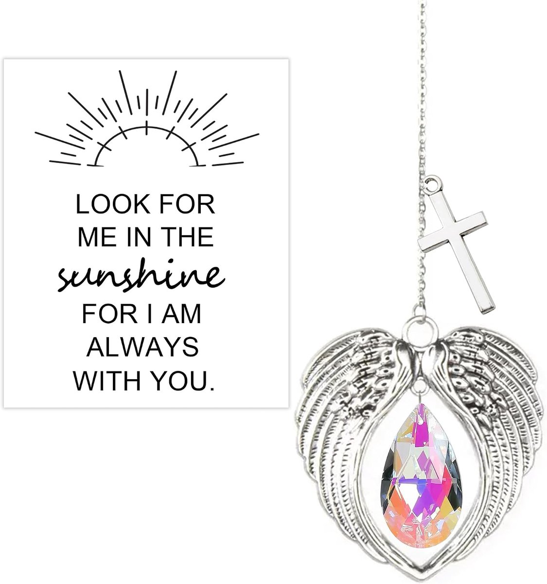 Zonnevangers hangende ornamenten, christelijke geschenken voor vrouwen, regenboog maker zonvangers kruis opknoping auto spiegel ornament binnen raam buiten patio tuin decor