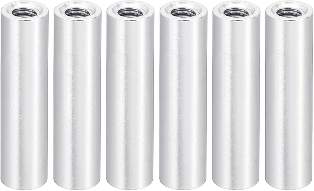 6 stuks M3 metalen draadbussen, ronde aluminium ruimterschroeven, 3x5x20mm, zilverkleurig