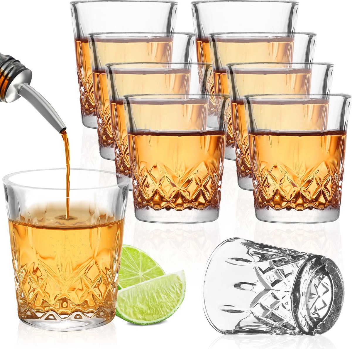 Borrelglazen 5cl - Vaatwasmachinebestendig - Loodvrij glas - Zware bodem - 8 stuks - SnelShoppen