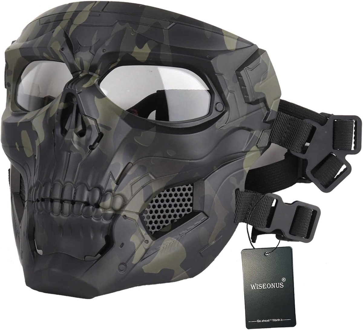 masker, paintballmasker, tactisch schedelmasker, volledig gezicht, militair beschermmasker, volgelaatsmasker voor Halloween, jacht, CS oorlogsspel, cosplay