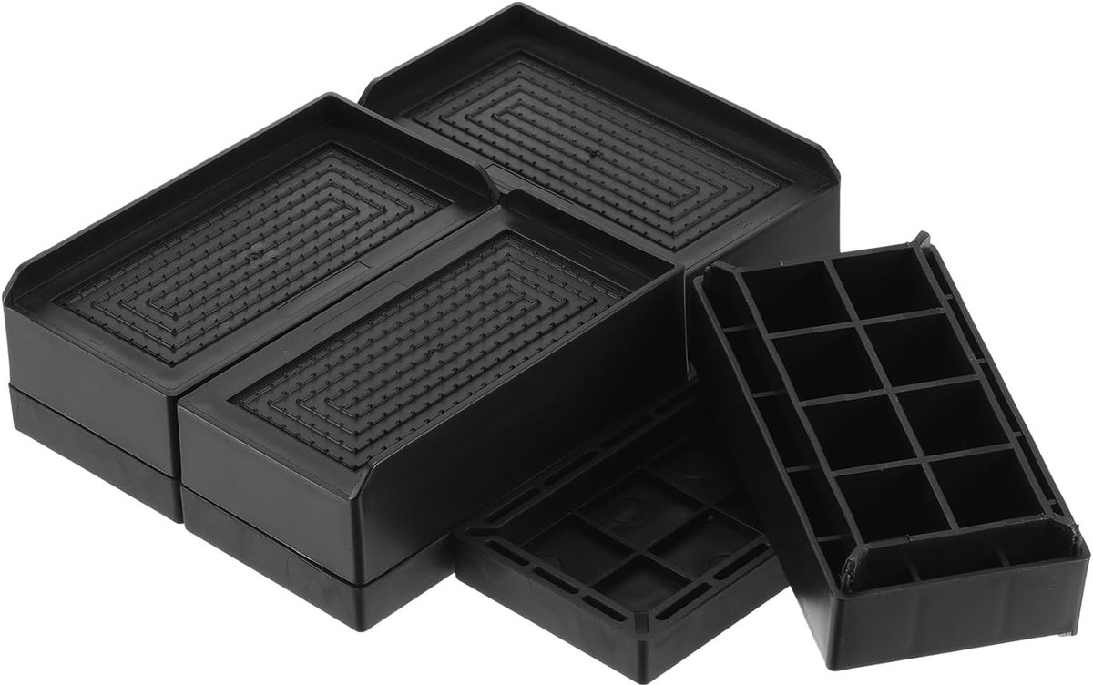 Bedverhogers, 4 stuks, 4 inch, L-rand, zware verstelbare meubelverhogers voor bed, bank, tafel en bank, lift (zwart)